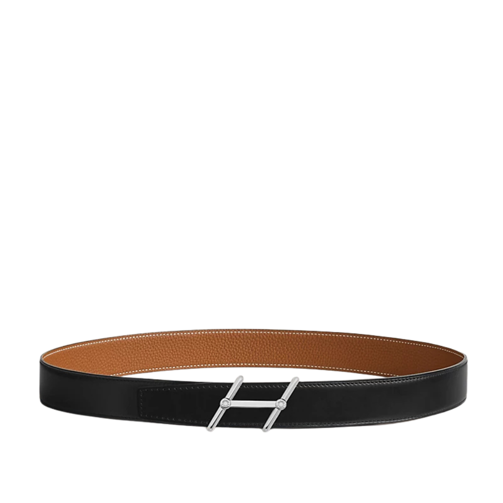 Swing belt buckle & Reversible leather strap 32 mm